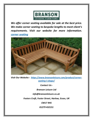 Corner Seating | Branson Leisure