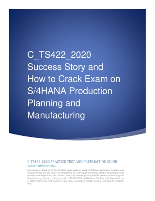 C_TS422_2020 Success Story and How to Crack Exam on S/4HANA Production Planning