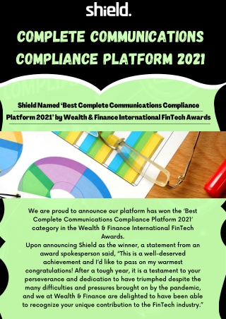 Complete Communications Compliance Platform 2021 - International FinTech Awards