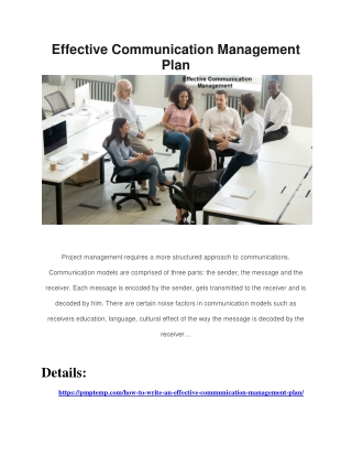 Effective Communication Management Plan