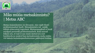 Miks müüa metsakinnistu? | Metsa ABC