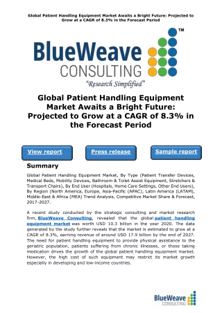 Global Patient Handling Equipment Market