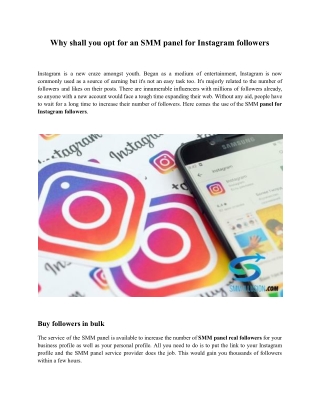 Why shall you opt for an SMM panel for Instagram followers