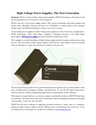 High-Voltage Power Supplies