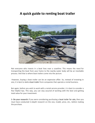 A quick guide to renting boat trailer