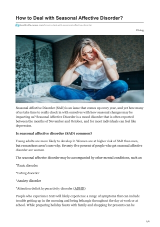 How to Deal with Seasonal Affective Disorder?