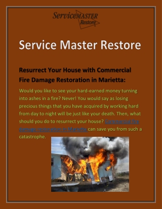 Best And Affordable Commercial Fire Damage Restoration in Marietta