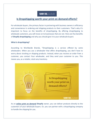 Is Dropshipping worth your print on demand efforts?