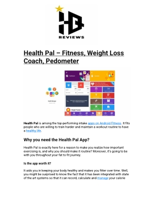 Health Pal – Fitness, Weight Loss Coach, Pedometer