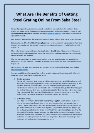 What are the benefits of getting steel grating online from Saba steel