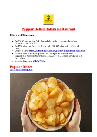 5% Off - PapparDelles Italian Restaurant Bundaberg Menu, QLD