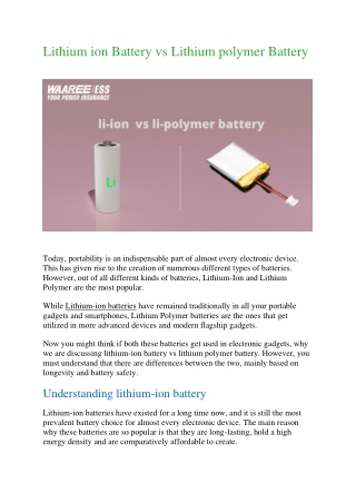 Lithium ion Battery vs Lithium polymer Battery
