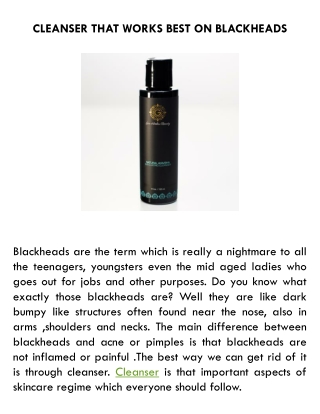 CLEANSER THAT WORKS BEST ON BLACKHEADS