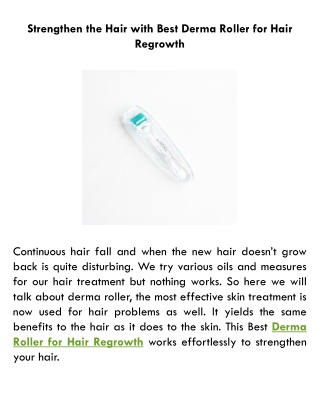 Strengthen the Hair with Best Derma Roller for Hair Regrowth