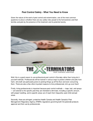 Pest Control Safety - What You Need to Know