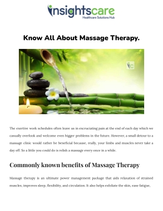 Know All About Massage Therapy.