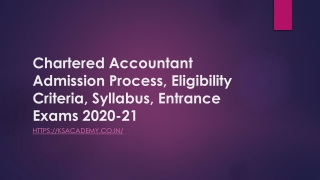 Chartered Accountant Admission Process, Eligibility Criteria