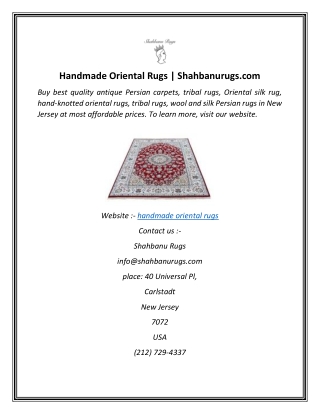 Handmade Oriental Rugs  Shahbanurugs.com-converted