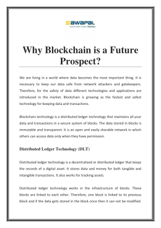 Why Blockchain is a Future Prospect | Awapal Solutions