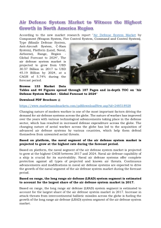 Air Defense System Market to Witness the Highest Growth in North America Region