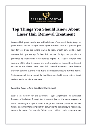 Top Things You Should Know About Laser Hair Removal Treatment