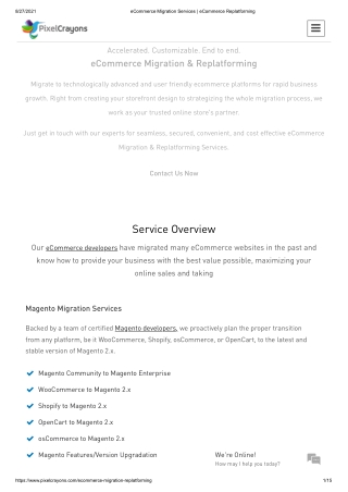 eCommerce Migration Services | eCommerce Replatforming | PixelCrayons