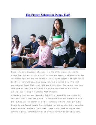 Top French Schools in Dubai