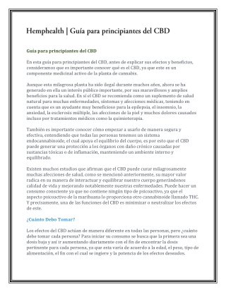 Guía para principiantes del CBD
