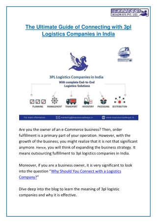 The Ultimate Guide Of Connecting With 3pl Logistics Companies In India