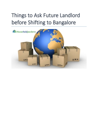 Things to Ask Future Landlord Before Shifting to Bangalore