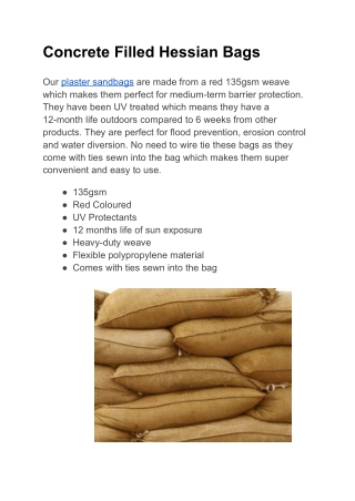 Concrete Filled Hessian Bags