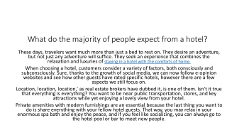 What do the majority of people expect from a hotel?