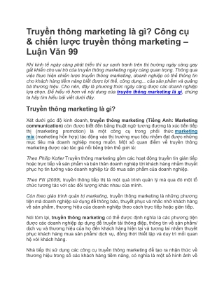 Truyền thông marketing là gì Công cụ, chiến lược truyền thông marketing – Luận Văn 99
