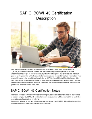 SAP C_BOWI_43 Certification Description