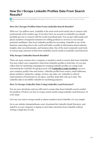 How Do I Scrape LinkedIn Profiles Data From Search Results