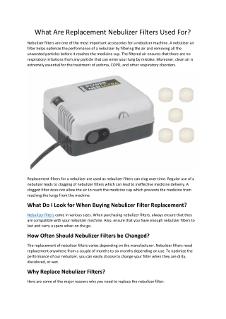 What Are Replacement Nebulizer Filters Used For?