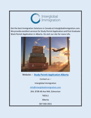 Study Permit Application Alberta | Interglobalimmigration.com
