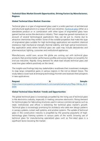 Technical Glass Market Growth Opportunities, Driving Factors by Manufacturers