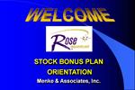 STOCK BONUS PLAN ORIENTATION Menke Associates, Inc.