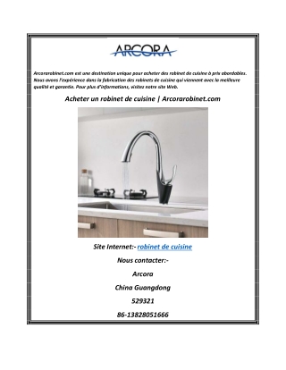 Acheter un robinet de cuisine  Arcorarobinet.com