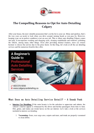 The Compelling Reasons to Opt for Auto Detailing Calgary