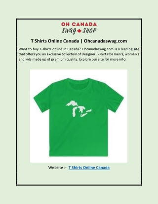 T Shirts Online Canada | Ohcanadaswag.com