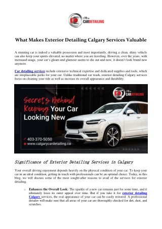 What Makes Exterior Detailing Calgary Services Valuable?