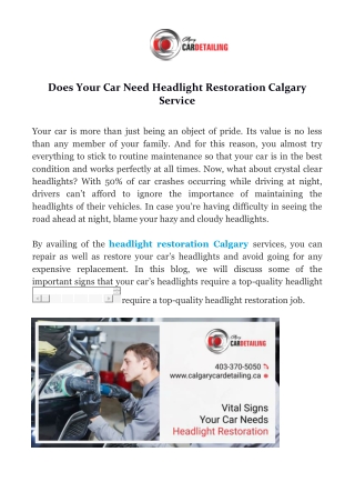 Does Your Car Need Headlight Restoration Calgary Service