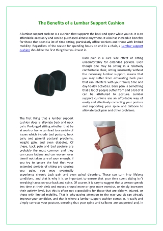 The Benefits of a Lumbar Support Cushion