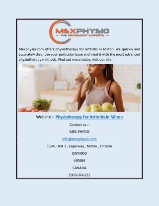 Physiotherapy For Arthritis in Milton | Mexphysio.com