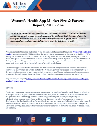 Women’s Health App Market forecast to touch US$ 3.9 billion by 2026