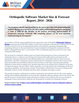 Orthopedic Software Market is expected to develop by a CAGR of 5.8% By 2024