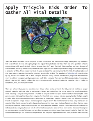 Insightful Specifics About tricycle for kids