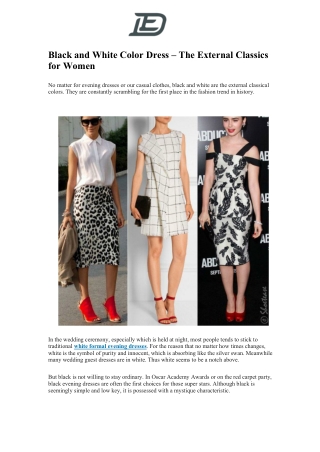 Black and White Color Dress for Women
